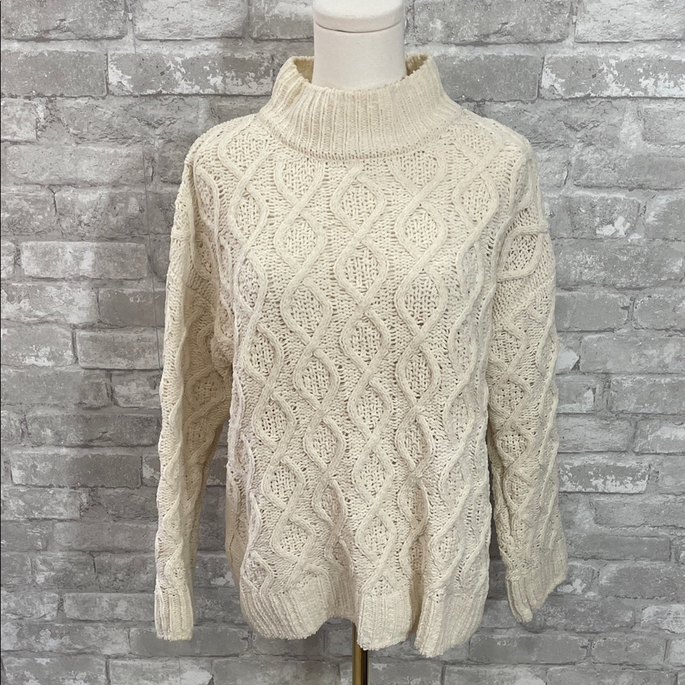 Maurices Cream Cable Knit Turtleneck Sweater